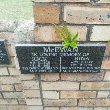 MCEWAN Jock 1925-1969 &amp; Rina 1922-2010