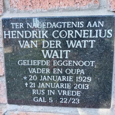 WAIT Hendrik Cornelius van der Watt 1929-2013