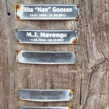 MILES John Norman 1931-2005 :: GOOSEN Rita 1934-2012 :: HAVENGA M.J. 1934-2007 :: The GIBBON Family 1902-2016