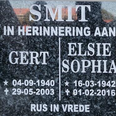 SMIT Gert 1940-2003 &amp; Elsie Sophia 1942-2016
