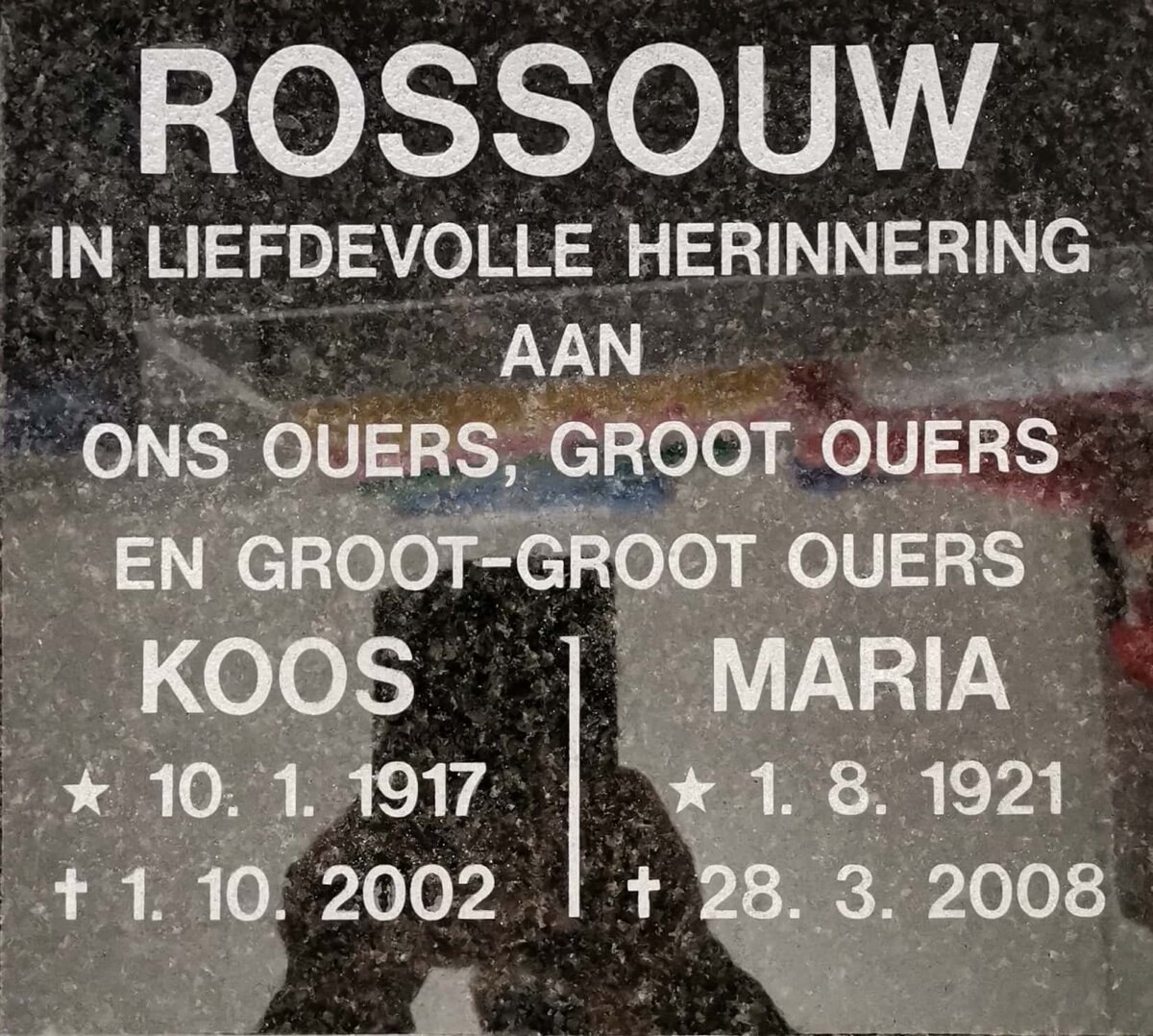 ROSSOUW Koos 1917-2002 &amp; Maria 1921-2008