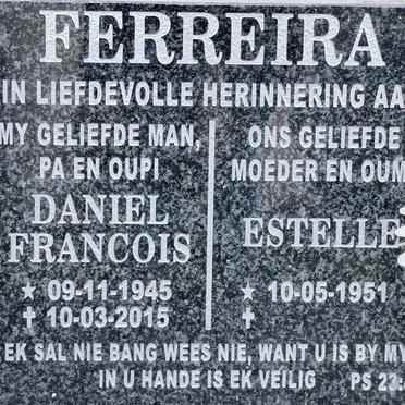 FERREIRA Daniel Francois 1945-2015 &amp; Estelle 1951-