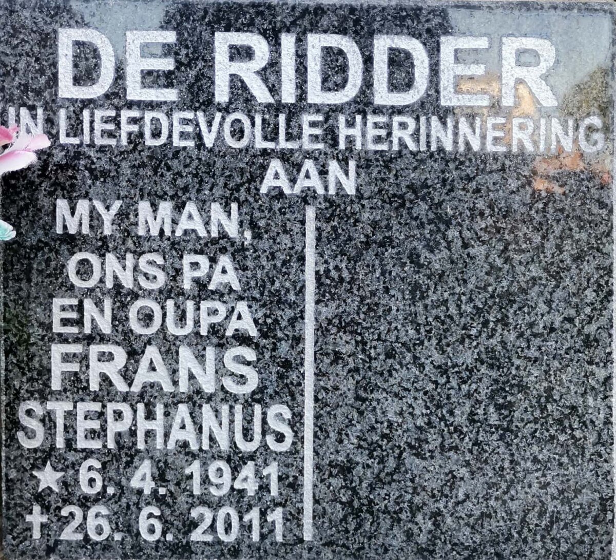 RIDDER Frans Stephanus, de 1941-2011