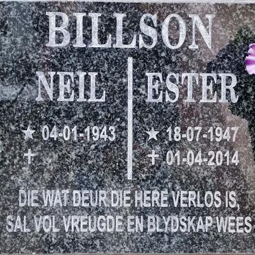 BILLSON Neil 1943- &amp; Ester 1947-2014