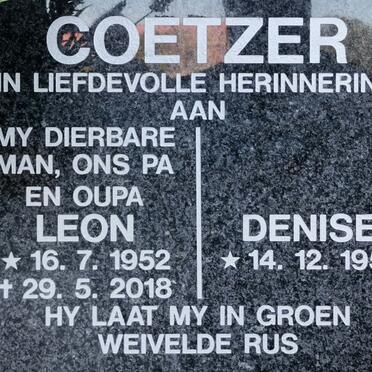 COETZER Leon 1952-2018 &amp; Denise 1952-