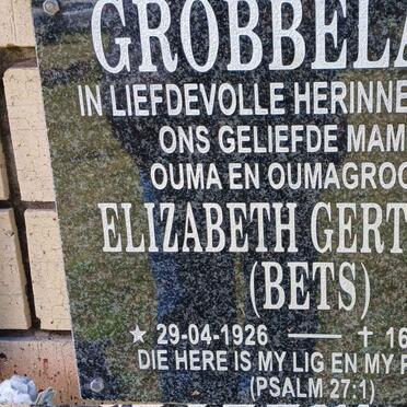 GROBBELAAR Elizabeth Gertruida 1926-2015