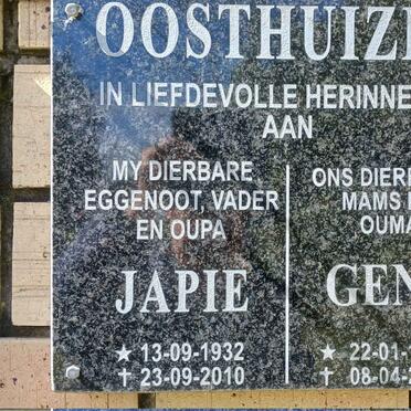 OOSTHUIZEN Japie 1932-2010 &amp; Gene 1935-2014