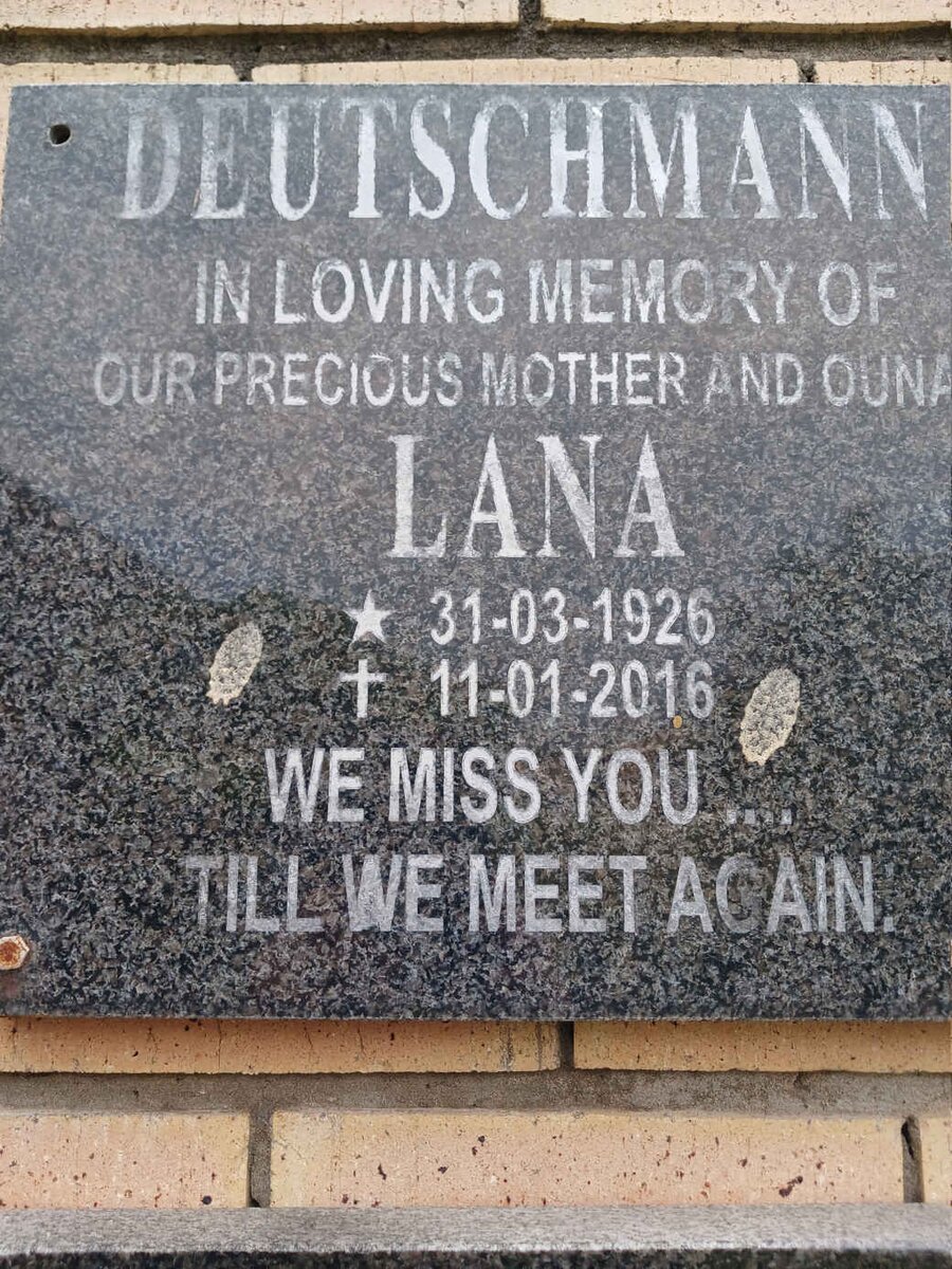 DEUTSCHMANN Lana 1926-2016
