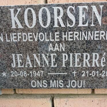 KOORSEN Jeanne Pierre 1947-2015