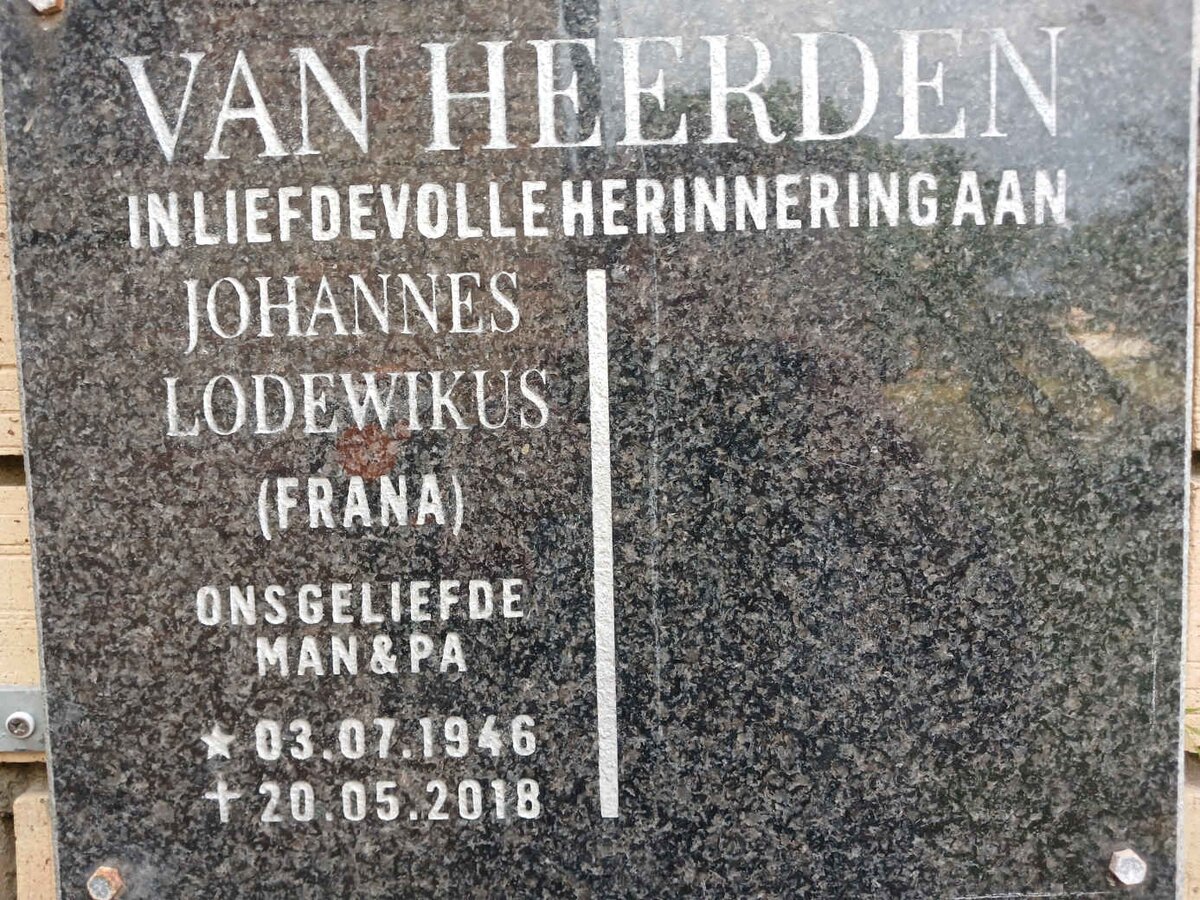 HEERDEN Johannes Lodewikus, van 1946-2018