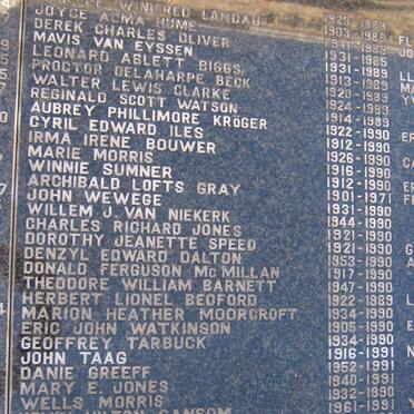 16. Memorial Plaque with list of names