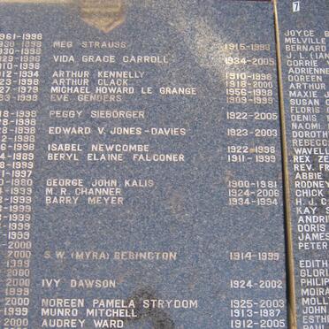 Eastern Cape, PORT ELIZABETH / GQEBERHA, Central, St John's Methodist Church, Memorial Wall
