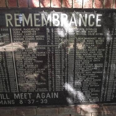 5. Memorial Wall - List of names