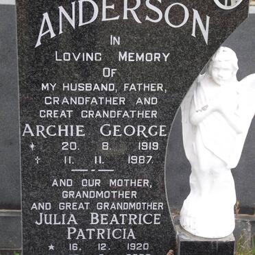 ANDERSON Archie George 1919-1987 &amp; Julia Beatrice Patricia 1920-2003
