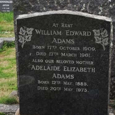 ADAMS William Edward 1909-1961 :: ADAMS Adelaide Elizabeth 1885-1973