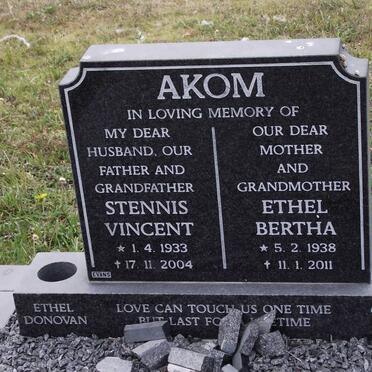 AKOM Stennis Vincent 1933-2004 &amp; Ethel Bertha 1938-2011