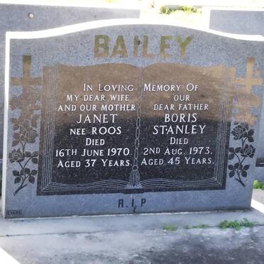 BAILEY  Boris Stanley -1973 &amp; Janet ROOS -1970