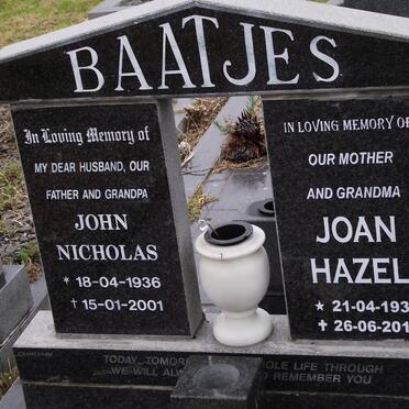 BAATJES John Nicholas 1936-2001 &amp; Joan Hazel 1938-2010