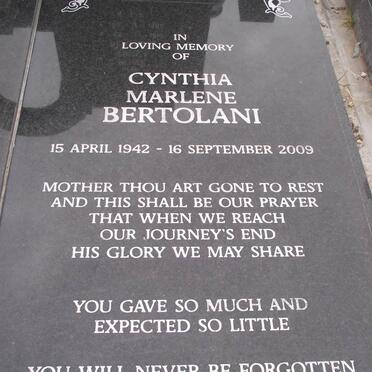 BERTOLANI Cynthia Marlene 1942-2009