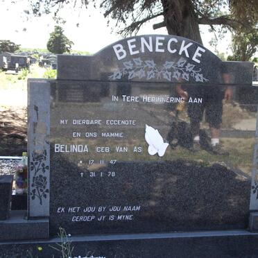 BENECKE Belinda nee VAN AS 1947-1978