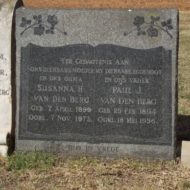 BERG Paul J., van den 1894-1956 &amp; Susanna H. 1899-1973