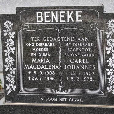 BENEKE Carel Johannes 1903-1978 &amp; Maria Magdalena 1908-1996
