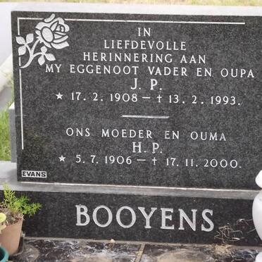 BOOYENS J.P. 1908-1993 &amp; H.P. 1906-2000