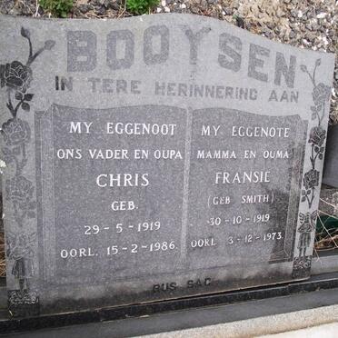 BOOYSEN Chris 1919-1986 &amp; Fransie SMITH 1919-1973