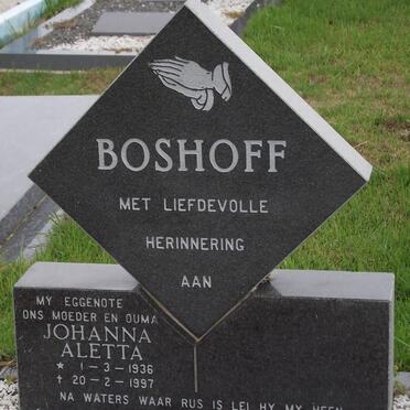 BOSHOFF Johanna Aletta 1936-1997