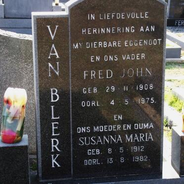 BLERK Fred John, van 1908-1975 &amp; Susanna Maria 1912-1982