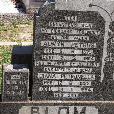 BLOM Alwyn Petrus 1875-1964 &amp; Diana Petronella 1896-1984