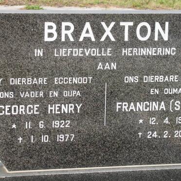 BRAXTON George Henry 1922-1977 &amp; Francina 1925-2005