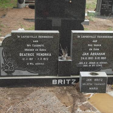 BRITZ Jan Abraham 1910-1993 &amp; Beatrice Hendrika 1917-1972