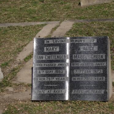 CHITTENDENE Mary Ann -1962 :: GREEN Alice Mabel -1973