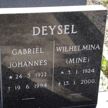DEYSEL Gabriel Johannes 1922-1984 &amp; Wilhelmina 1924-2000