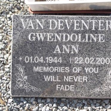 DEVENTER Gwendoline Ann, van 1944-2007