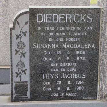 DIEDERICKS Thys Jacobus 1914-1988 &amp; Susanna Magdalena 1908-1972