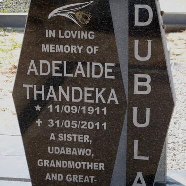 DUBULA Adelaide Thandeka 1911-2011