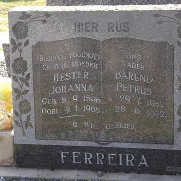 FERREIRA Barend Petrus 1882-1972 &amp; Hester Johanna 1896-1968