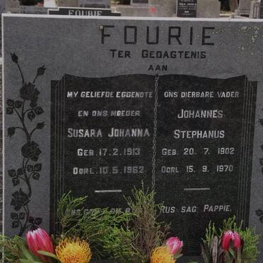FOURIE  Johannes Stephanus 1902-1970 &amp; Susara Johanna 1913-1962