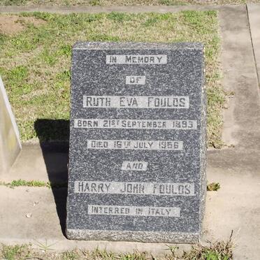 FOULDS Ruth Eva 1893-1956 &amp; Harry John