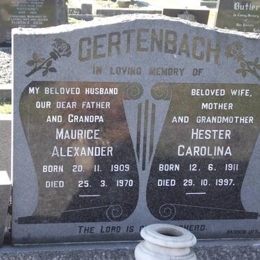 GERTENBACH Maurice Alexander 1909-1970 &amp; Hester Carolina 1911-1997