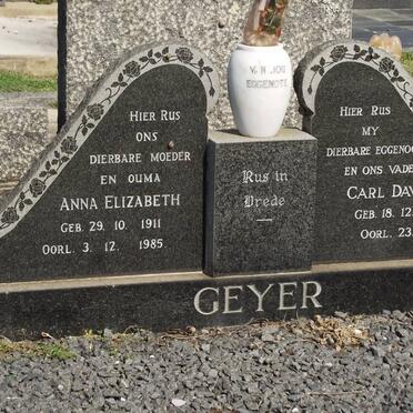 GEYER Carl David 1905-1966 &amp; Anna Elizabeth 1911-1985