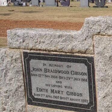 GIBBON John Braidwood 1904-1968 &amp; Edith Mary 1907-1977