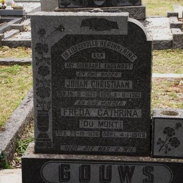 GOUWS Johan Christiaan 1922-1962 &amp; Freda Catherina DU MONT 1926-1968