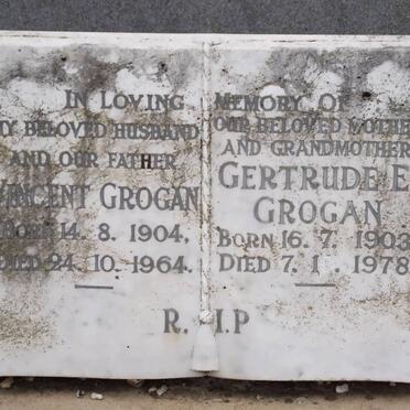 GROGAN Vincent 1904-1964 &amp; Gertrude E. 1903-1978