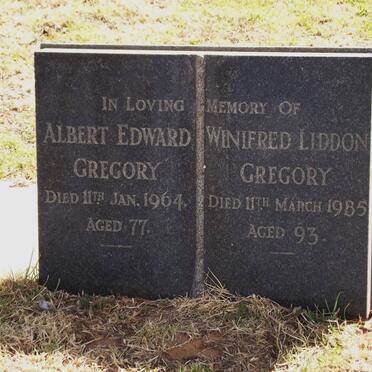 GREGORY Albert Edward -1964 &amp; Winifred Liddon -1985