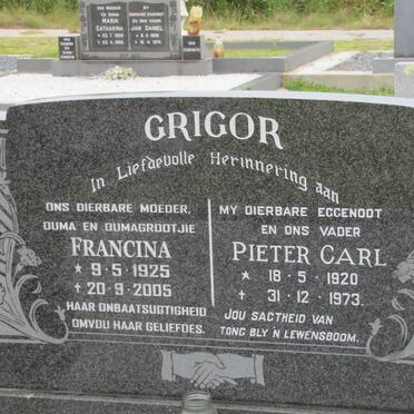 GRIGOR Pieter Carl 1920-1973 &amp; Francina 1925-2005