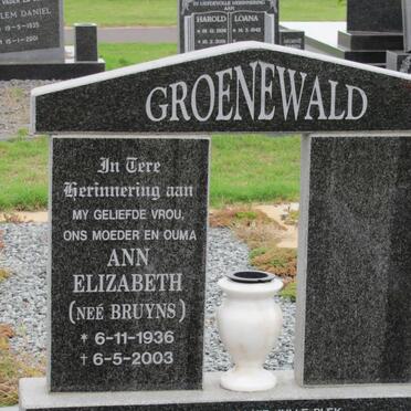 GROENEWALD Ann Elizabeth nee BRUYNS 1936-2003