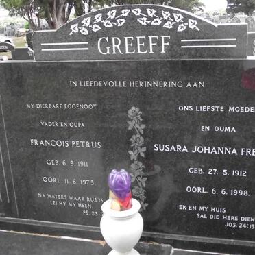 GREEFF Francois Petrus 1911-1975 &amp; Susara Johanna Fredrika 1912-1998